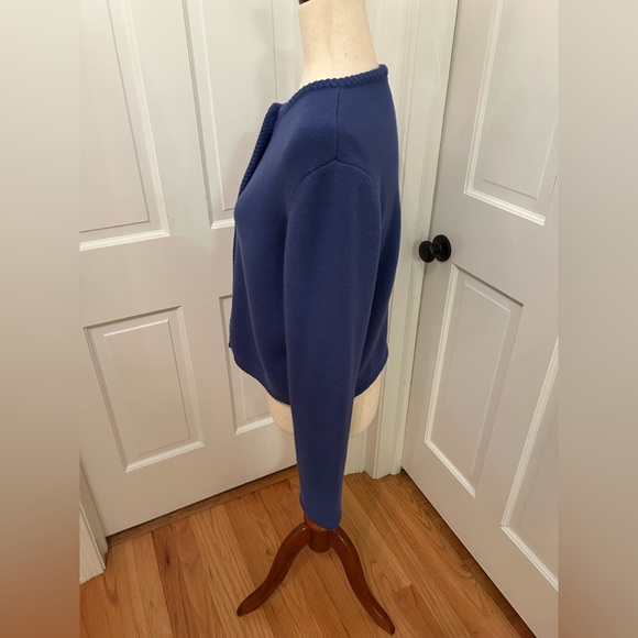 NWOT Ann Taylor Braided Trim Sweater Jacket Blue w Gold Buttons Sz Large - Picture 7 of 11